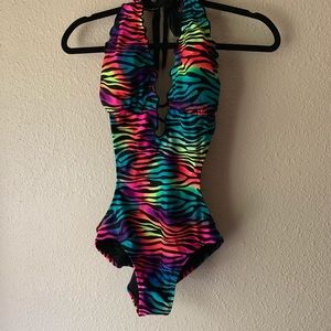 Rainbow Neon One Piece Swimsuit